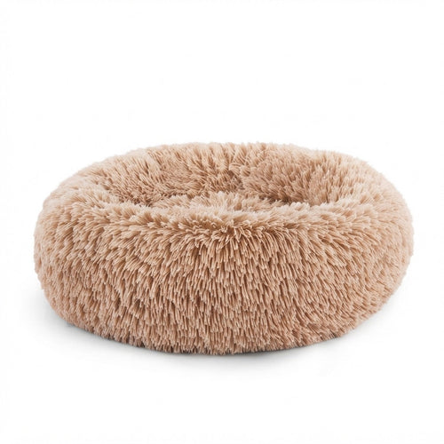 Tea brown :: CalmCurl calming donut bed, tan, on white background